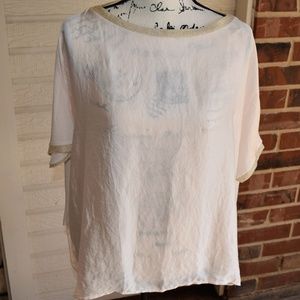 Zara Cream Sheer Top with Gold Accent Collar